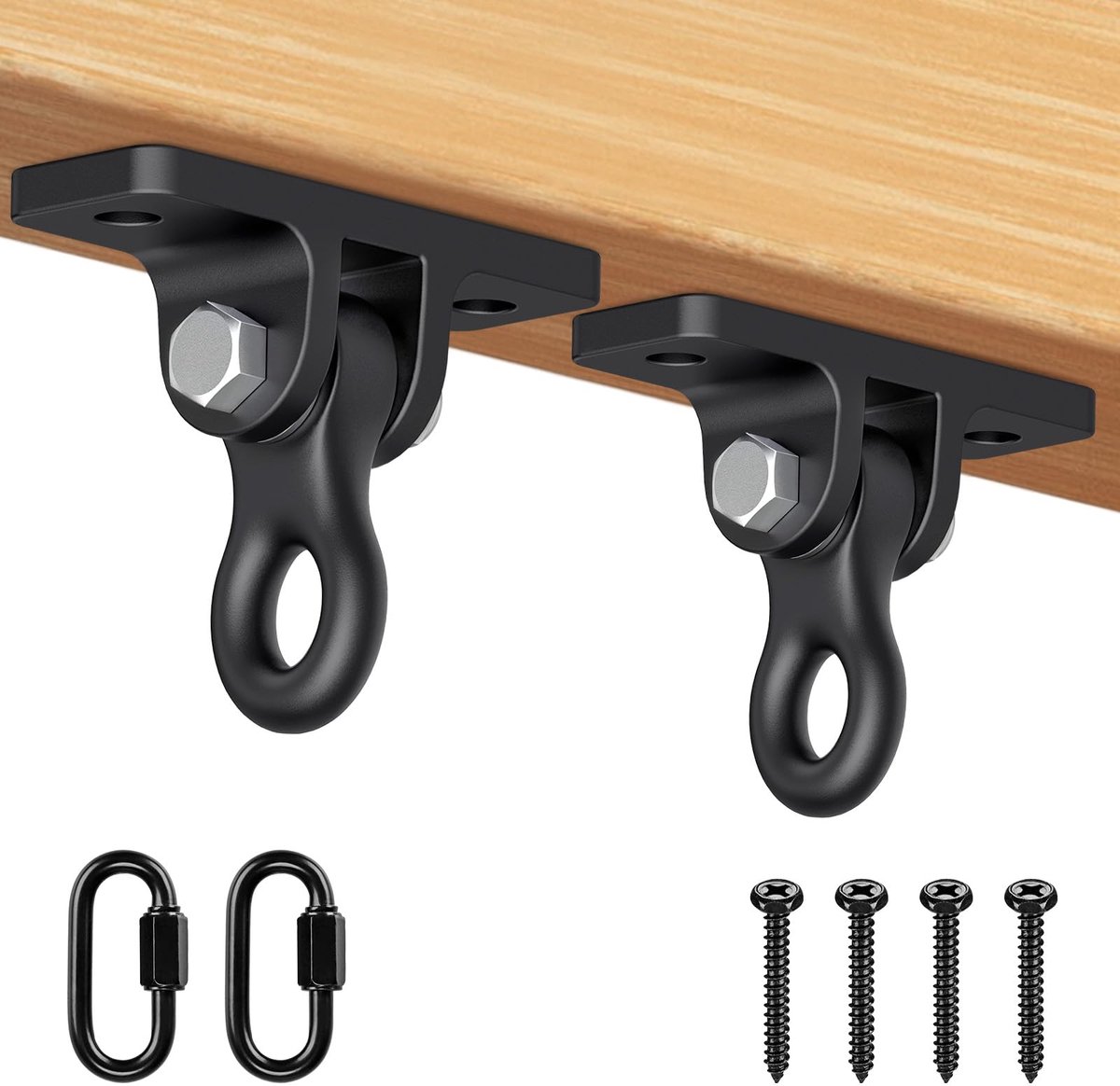 schommelhaken voor zware ophangstoelen buiten - draaibare haken bokszakhouder plafondhaken houten balk hangmatbevestiging plafondhouder voor bandennet-schommel Gym Yoga 907 kg capaciteit