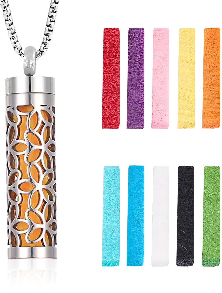 Ketting | Essentiële Olie Diffuser Ketting met 10 Geur Pads, Roestvrij Staal Hanger | Cadeau voor Vrouwen en Mannen