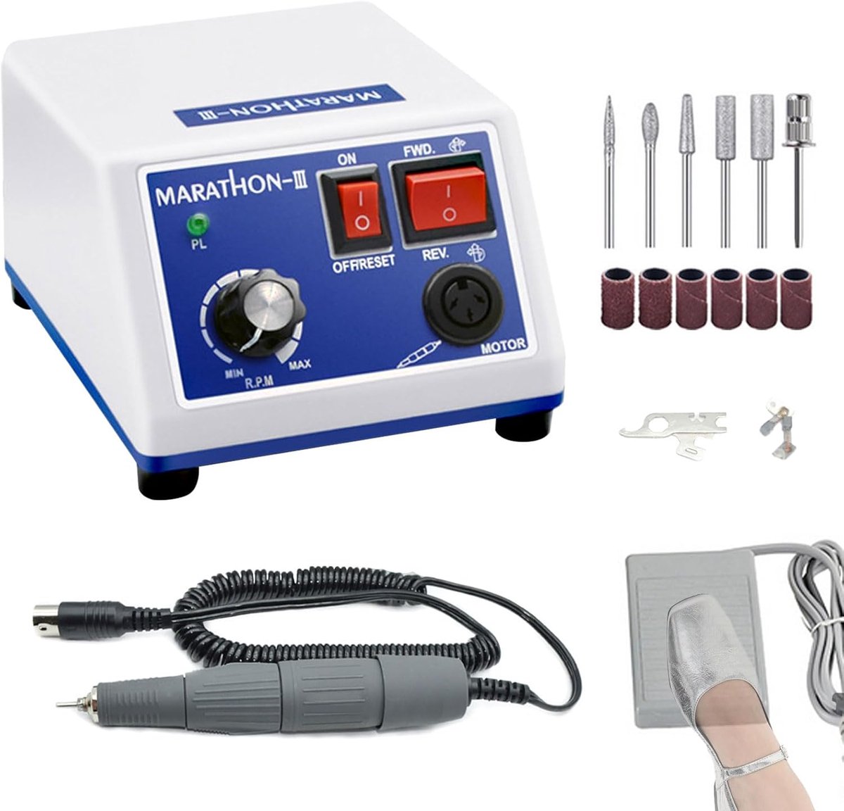 Micromotor Polijstmachine 65 W - Elektrisch 35000 RPM - Voetpedaal bediening - Ideaal voor laboratorium en sieraden - ShopVlot