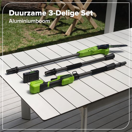 Accu Snoeizaag - Telescoop Snoeischaar - Hoge Takken Snoeien - Automatische Oliesmering - 2.68 Meter - Groen — afbeelding 4
