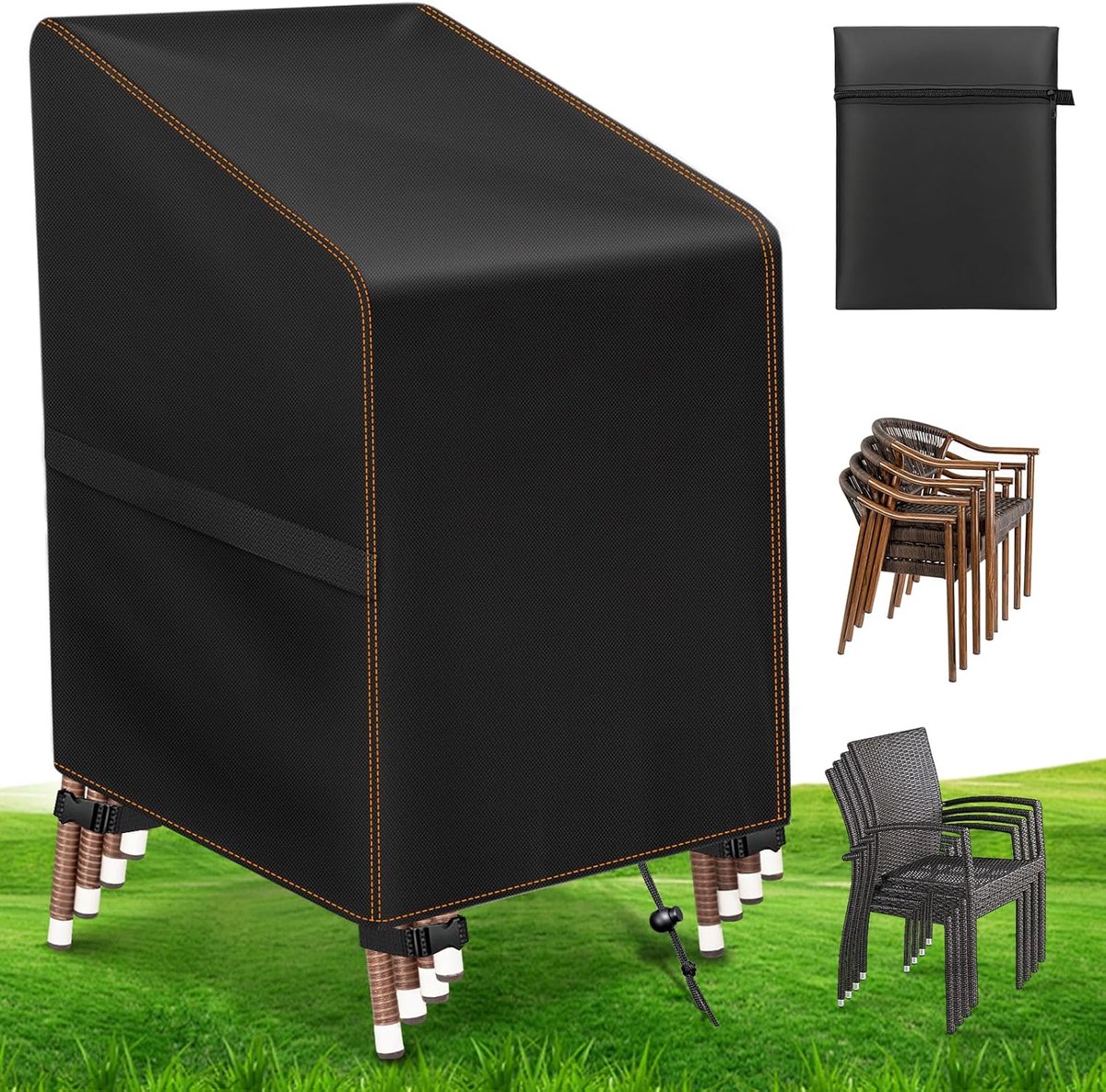SnelShoppen - Tuinstoelafdekking Oxford-stof Waterdicht Winterbestendig Beschermhoes Stapelstoelen Hoge Rugleuning 65x65x75 cm Tuinmeubelhoes Scheurva