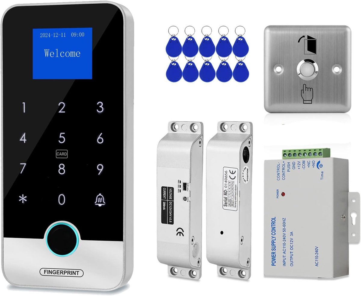 SnelShoppen - Bluetooth Tuya App Toegangscontrolesysteem Kit met RFID Slimme Vingerafdruk Toegangscontrole, Touch-Toetsenbord Deurslot, Elektrisch Ins