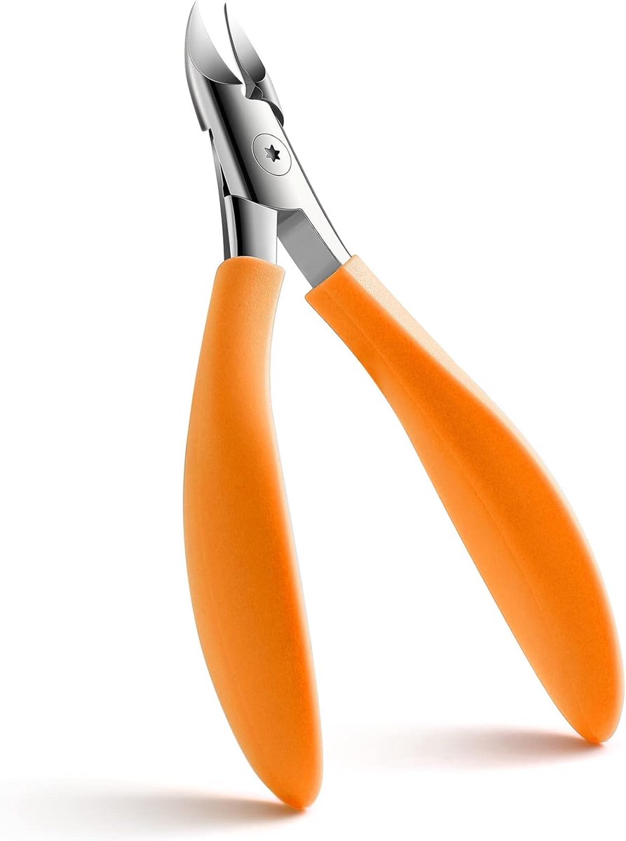 Precisie teennagelknipper voor dikke of ingegroeide teennagels, dikke vingernagel teennagelsnijder/kleurrijke nagelknipper zwaar roestvrij staal - fluwelen zachte handgreep (oranje)