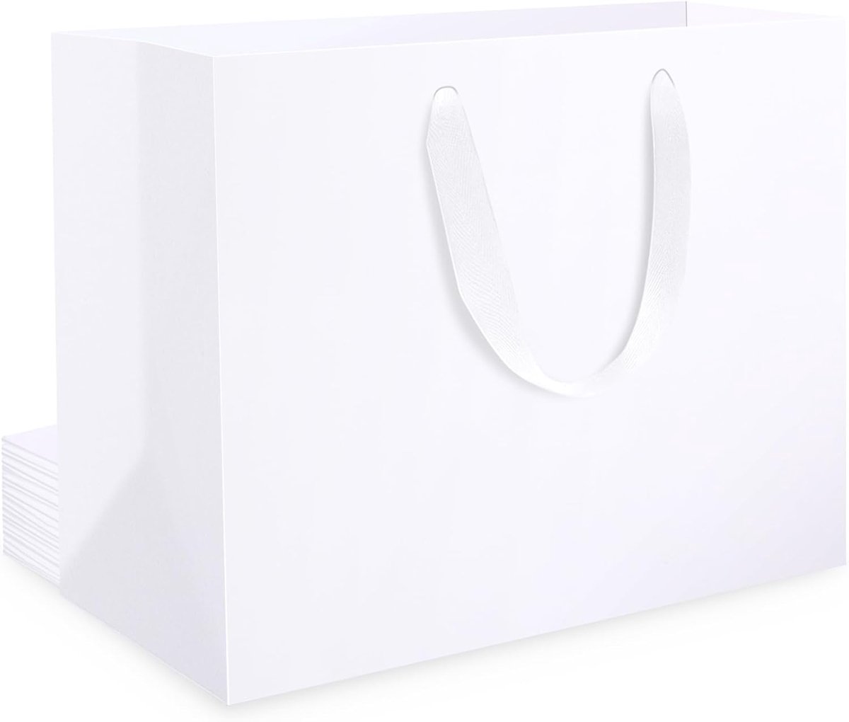 Grote Geschenkzakken - 10 Stukken Witte Papieren Zakken XL 40x15x30 cm - 230GSM Witte Zakken - Extra Grote Kartonnen Geschenkzakken met Hengsels