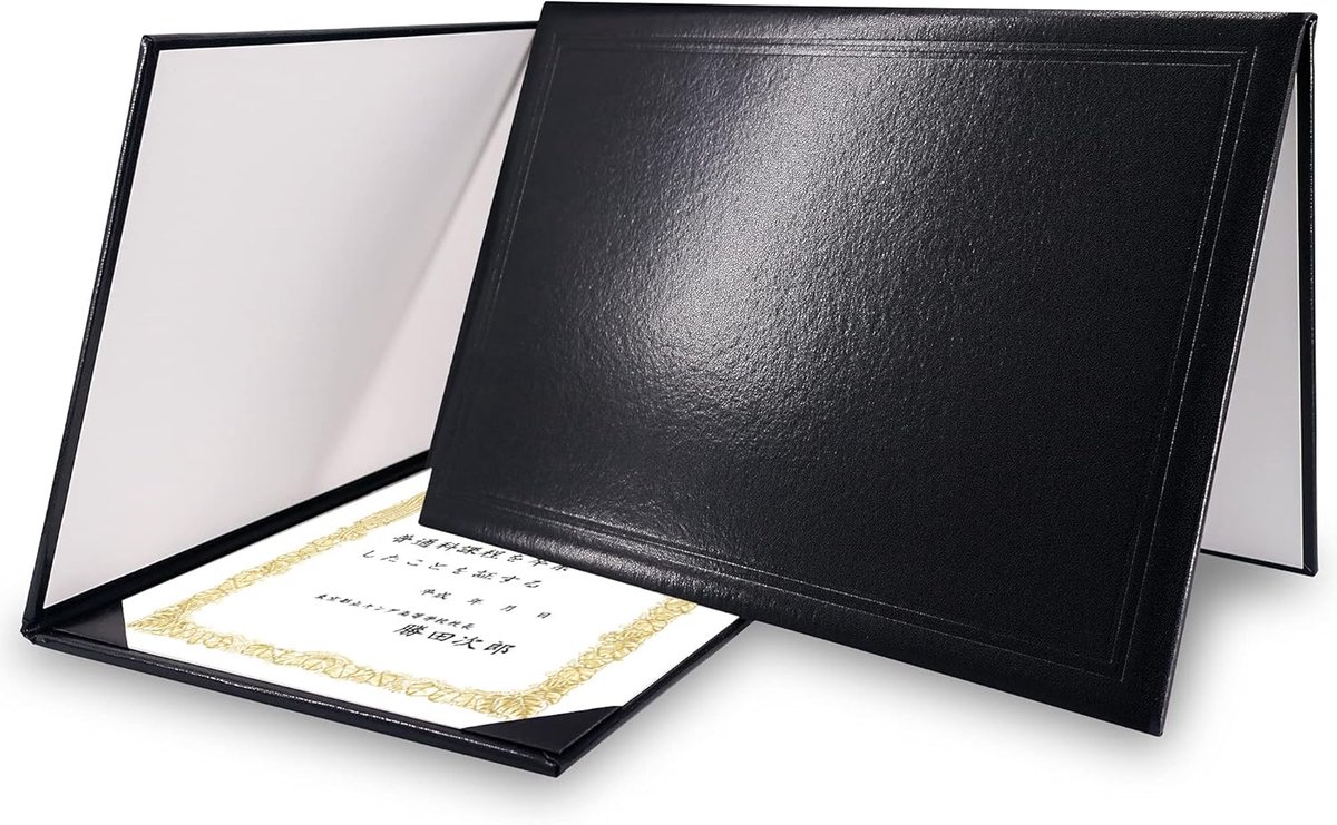 Diploma Cover Certificaat Houder Afstuderen Covers voor A4 Papier Classic Glad Zwart