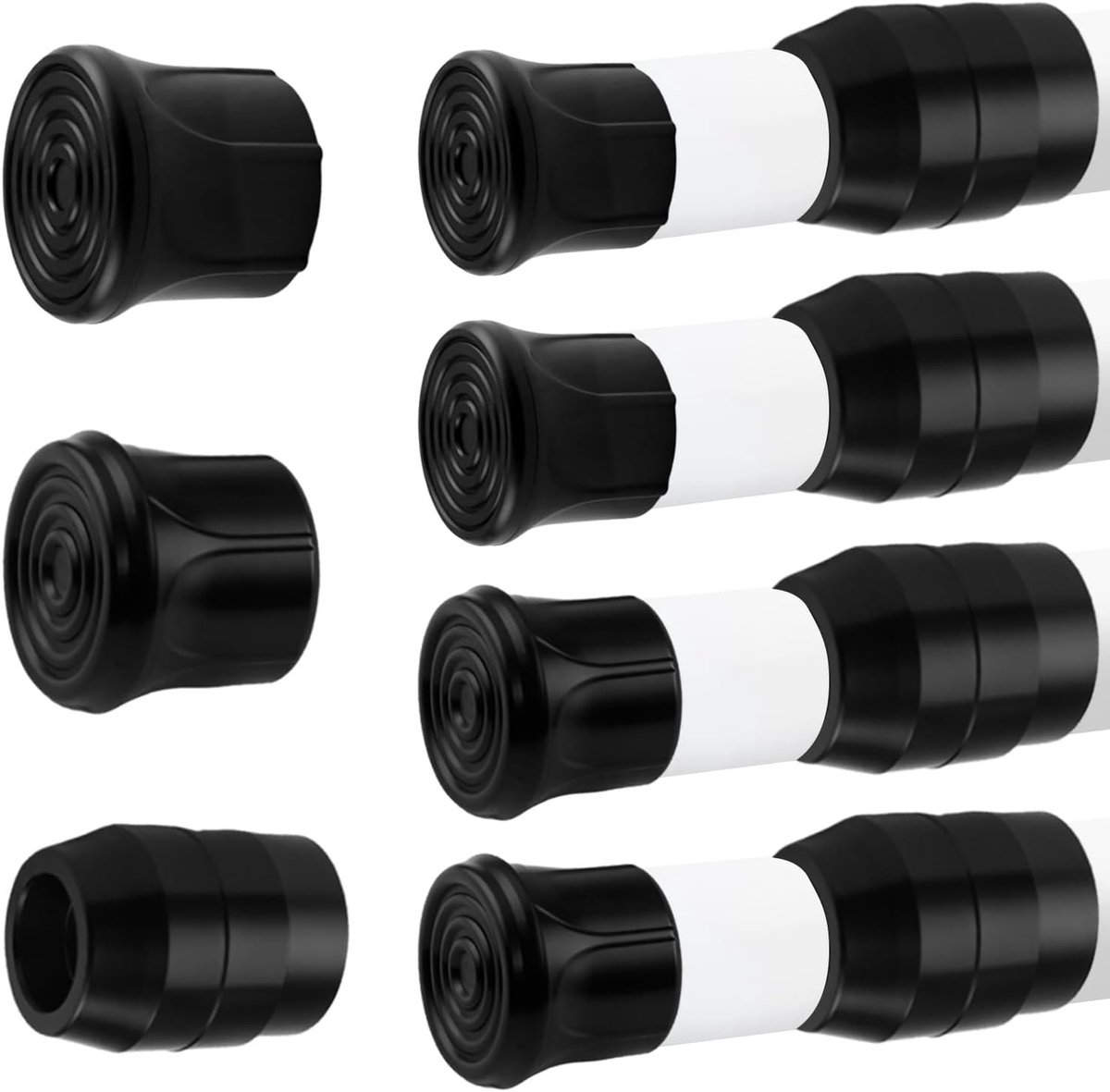 Set van 8 Rod End Caps voor Tension Rods - Antislip, Waterdicht en Corrosiebestendig - Geschikt voor 10-13mm Telecopische Stangen (Zwart)