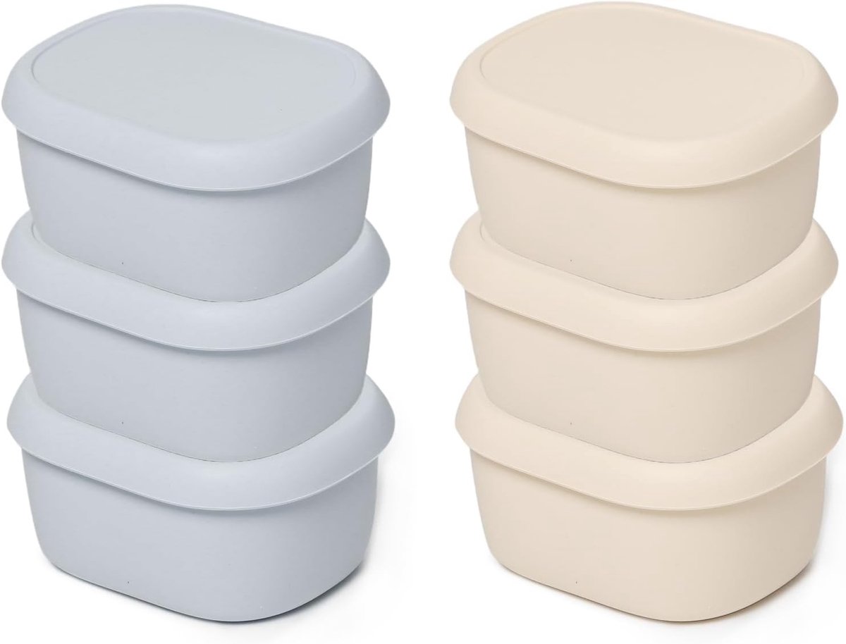 Set van 6 siliconen voedselcontainers van 200 ml voor versheid en gemak in de keuken
