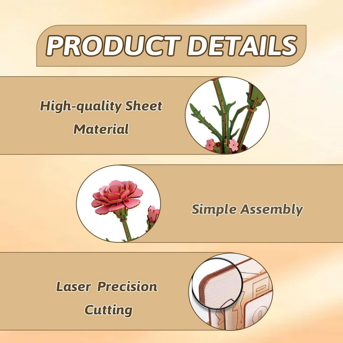 3D Houten Puzzel met Kunstbloemen voor het Maken van Decoratieve Bonsai Modellen en Geschenksets