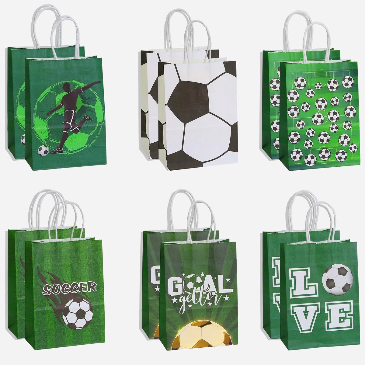 Set van 12 Voetbalcadeauzakjes - Scheurvast Papier - Rosé