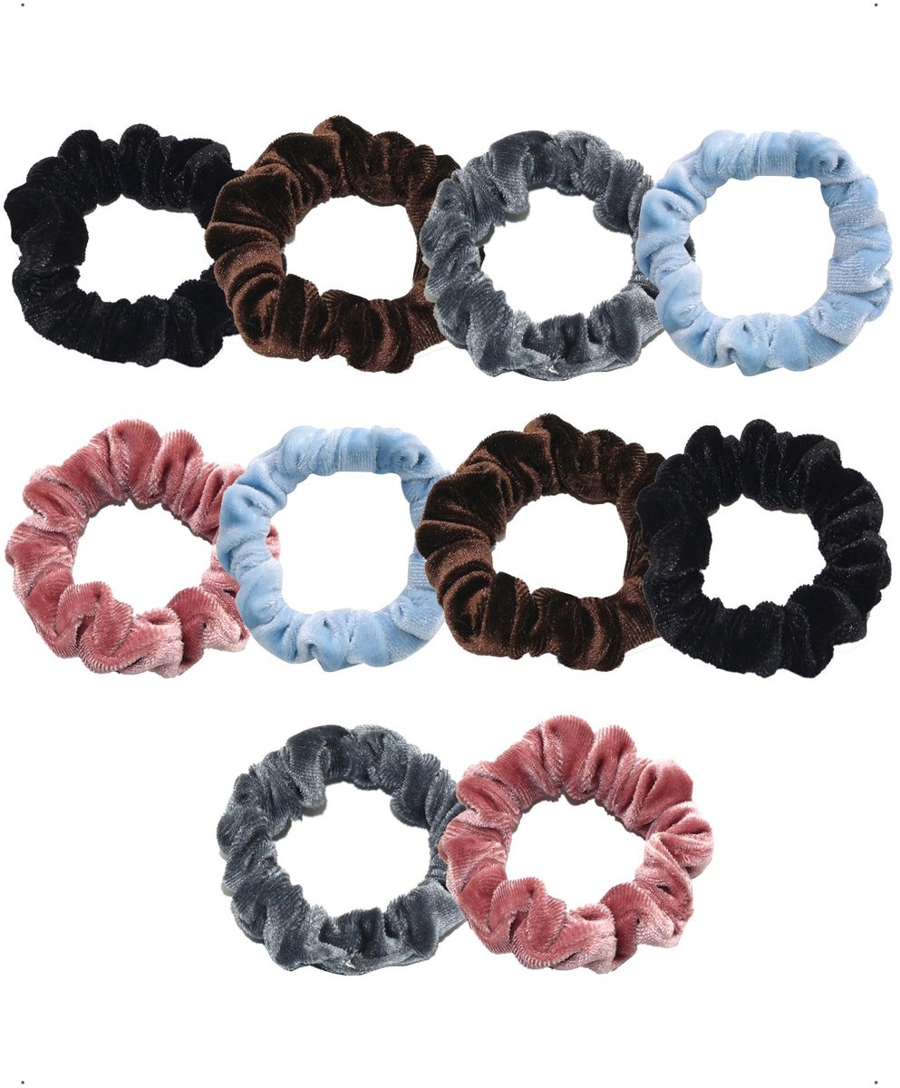 Set van 10 Velvet Scrunchies - Zachte elastische haarbanden in diverse kleuren