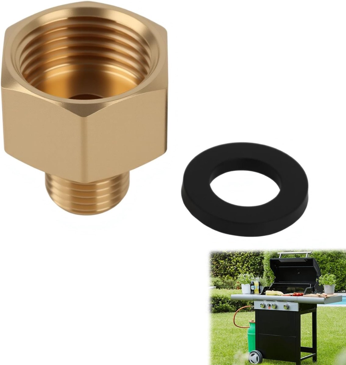 Gasadapter voor 1/2 inch G-aansluiting naar 1/4 inch LH-stekker, geschikt voor Duitse en Franse apparatuur, robuust en duurzaam, ideaal voor gasinstallaties en verbindingen