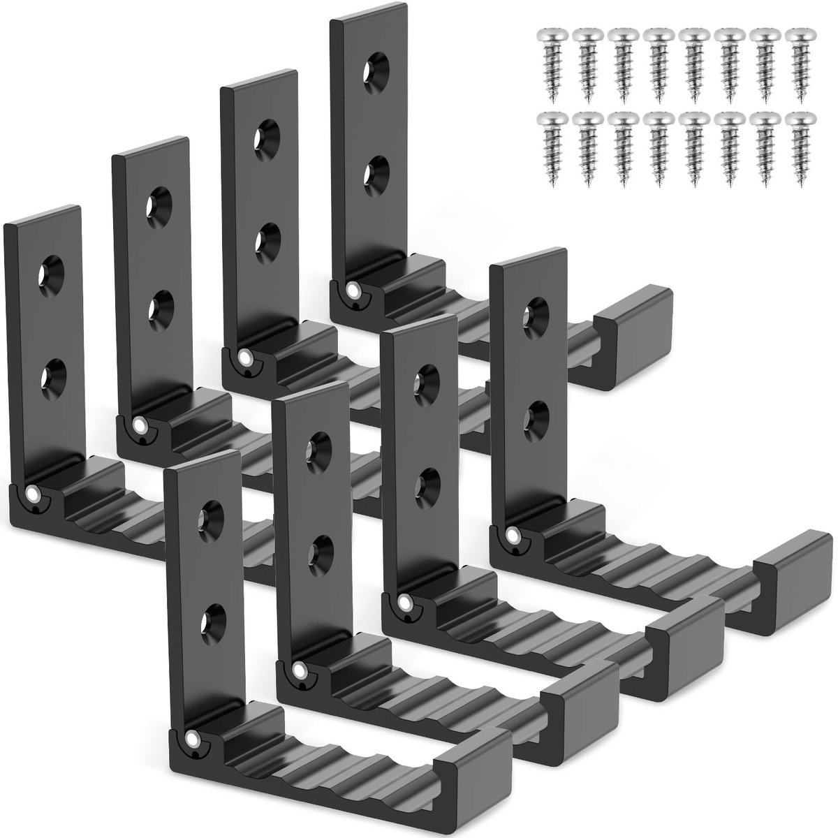 Opvouwbare wandhaken - Draagvermogen tot 15 kg - Zwart - 24-delige set