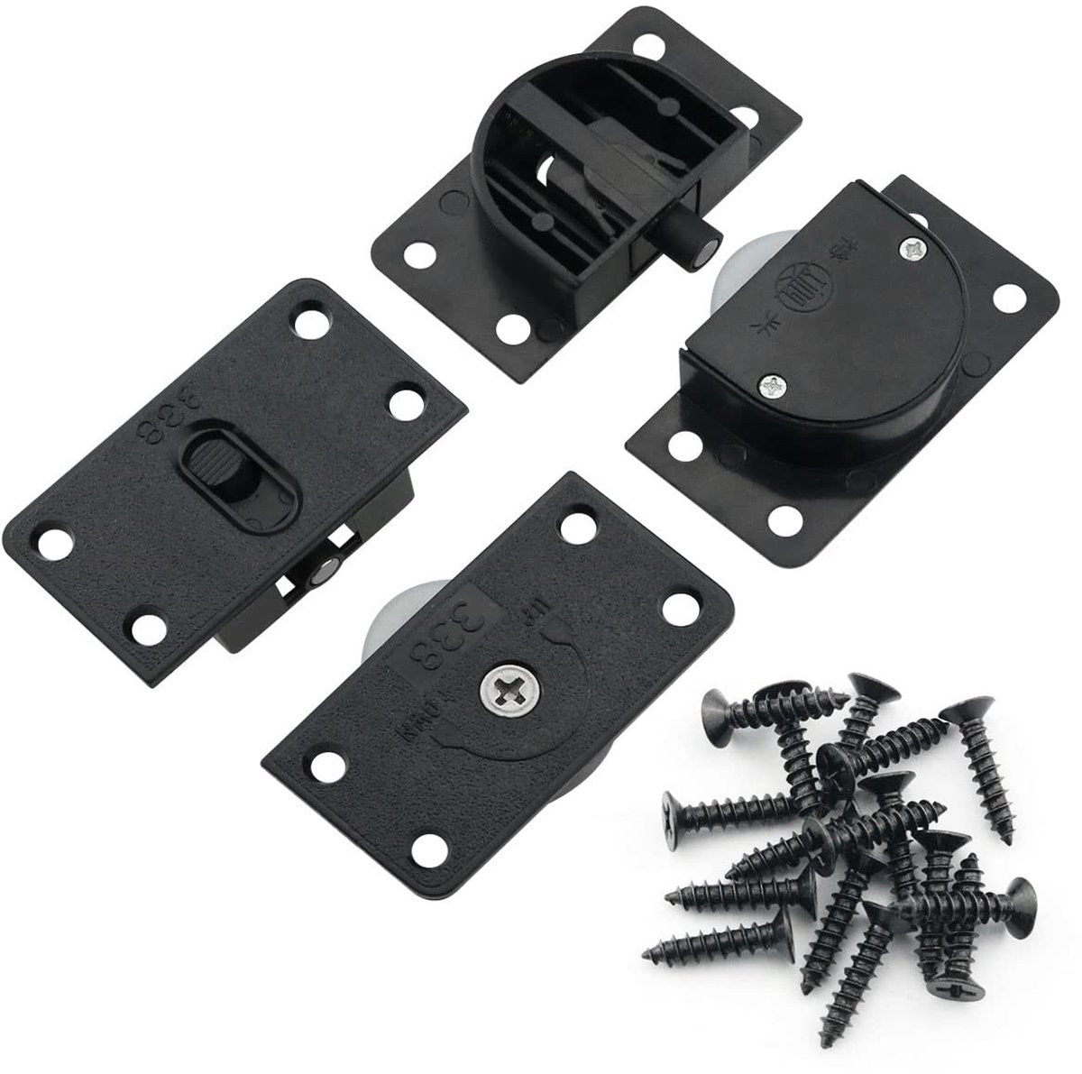 Set van 2 Zwarte Sliding Deur Rollers - Nylon Meubelcomponenten