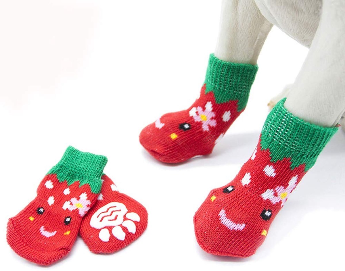 Anti-Slip Sokken voor Honden - Kerst en Halloween - Rood