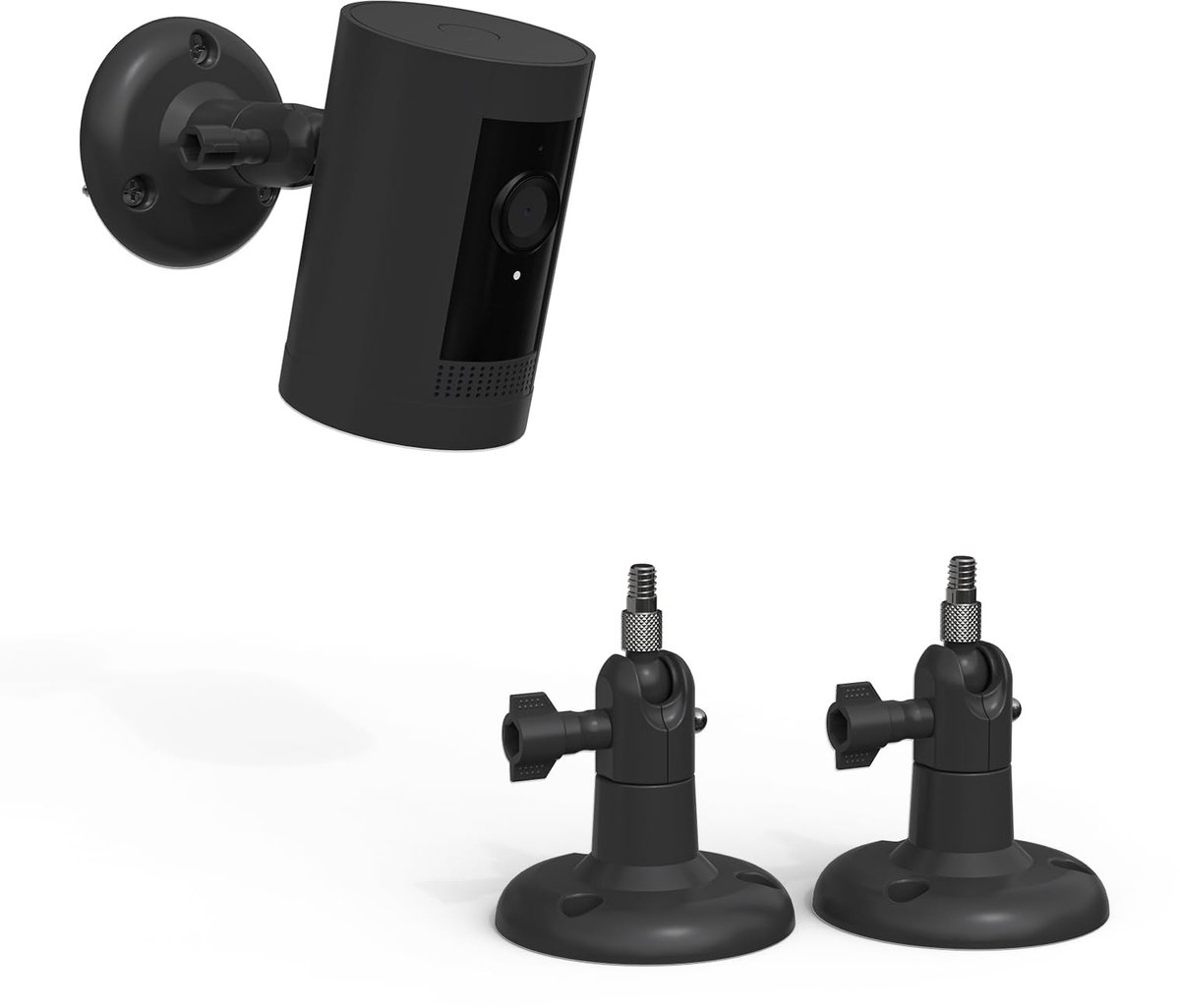 Wandbeugel voor Beveiligingscamera's - Geschikt voor 1/4 Inch Draad - Zwart, 2 Stuks