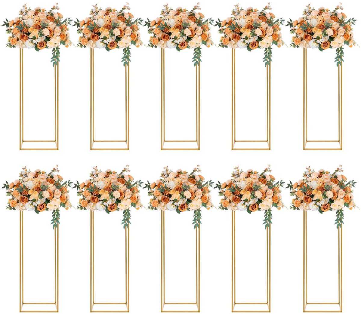 Bloemstandaard - 10 Stuks - Goud - Geometrisch Rechthoekig
