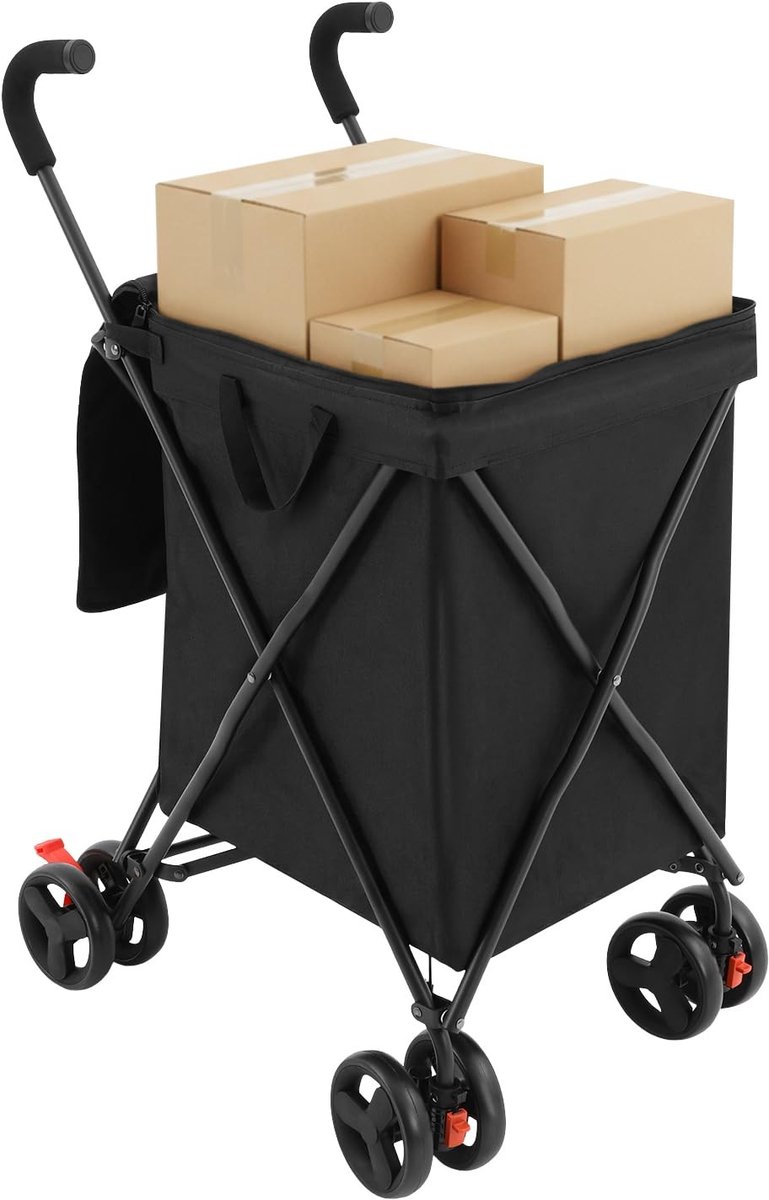 Boodschappentrolley - Opvouwbaar met 4 wielen en 38 liter capaciteit