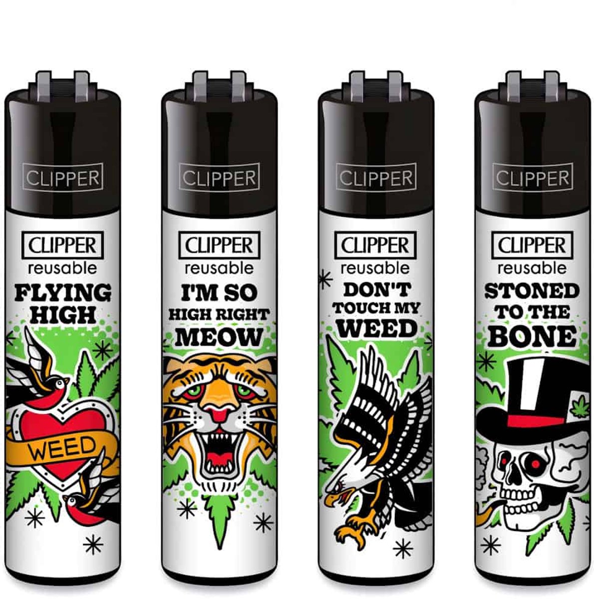 Clipper Classic Large Aanstekers "Tattoo #2" (4 Stuks)