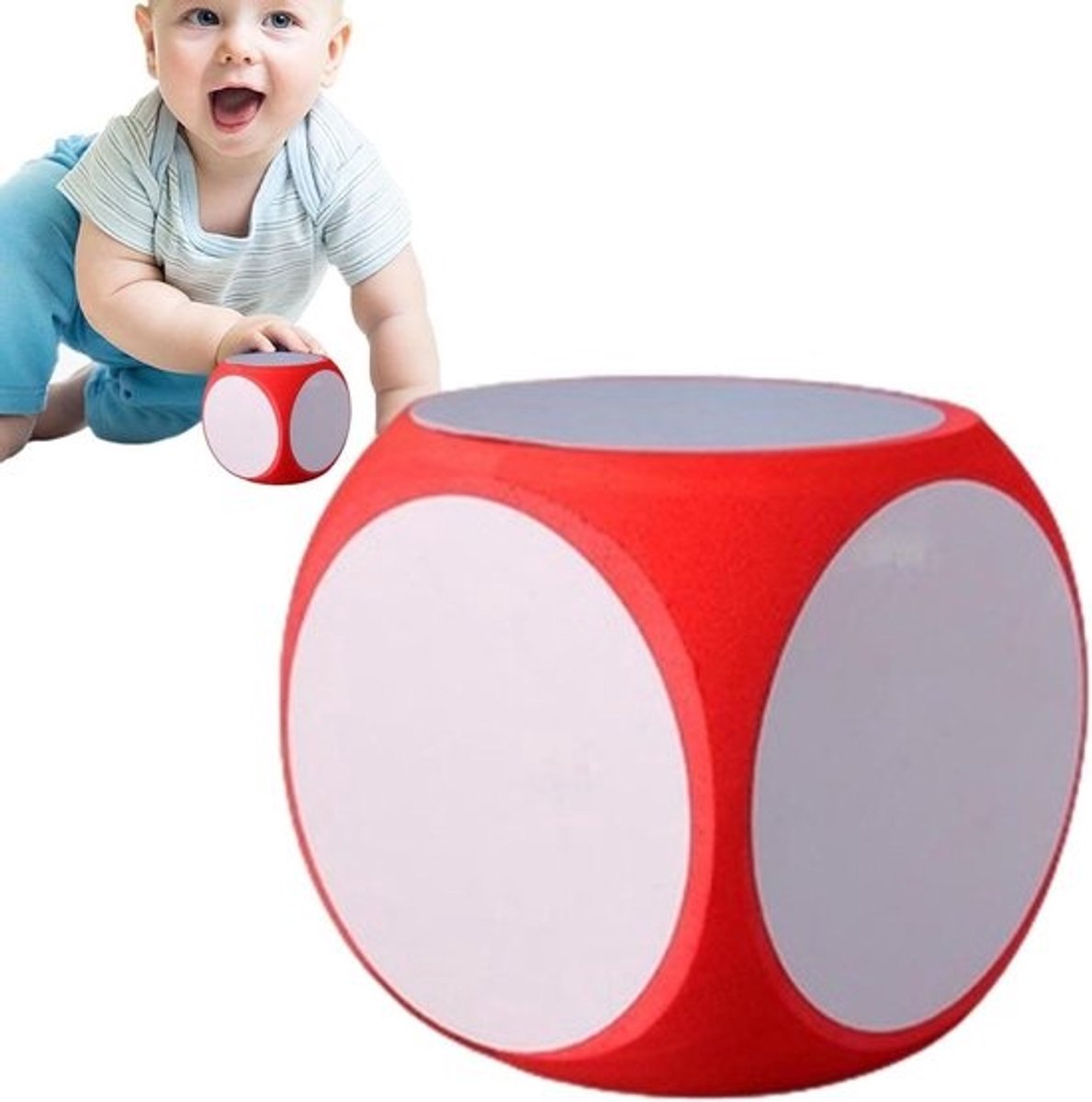 Schrijfdobbelset - Interactieve dobbelstenen - Klaslokaal educatie - Uitwisbaar met markers - 10 cm - Rood
