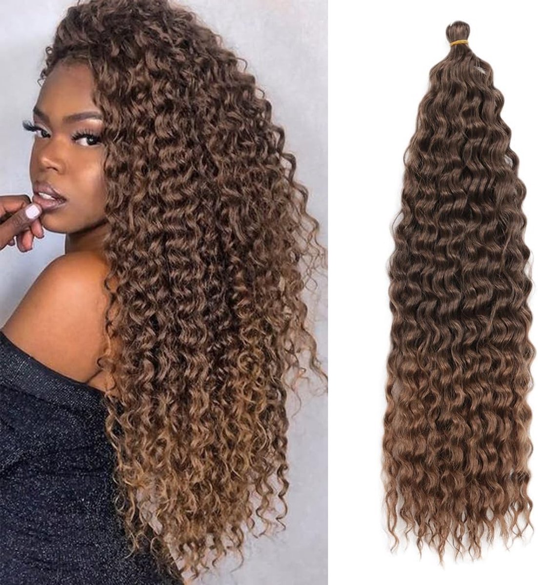 22 Inch 6 Packs Diepe Twist Haakhaar Ocean Wave Krullend Bohemian Vlechtwerk Diepe Golf Haarbundels Synthetische Haarextensions voor Vrouwen