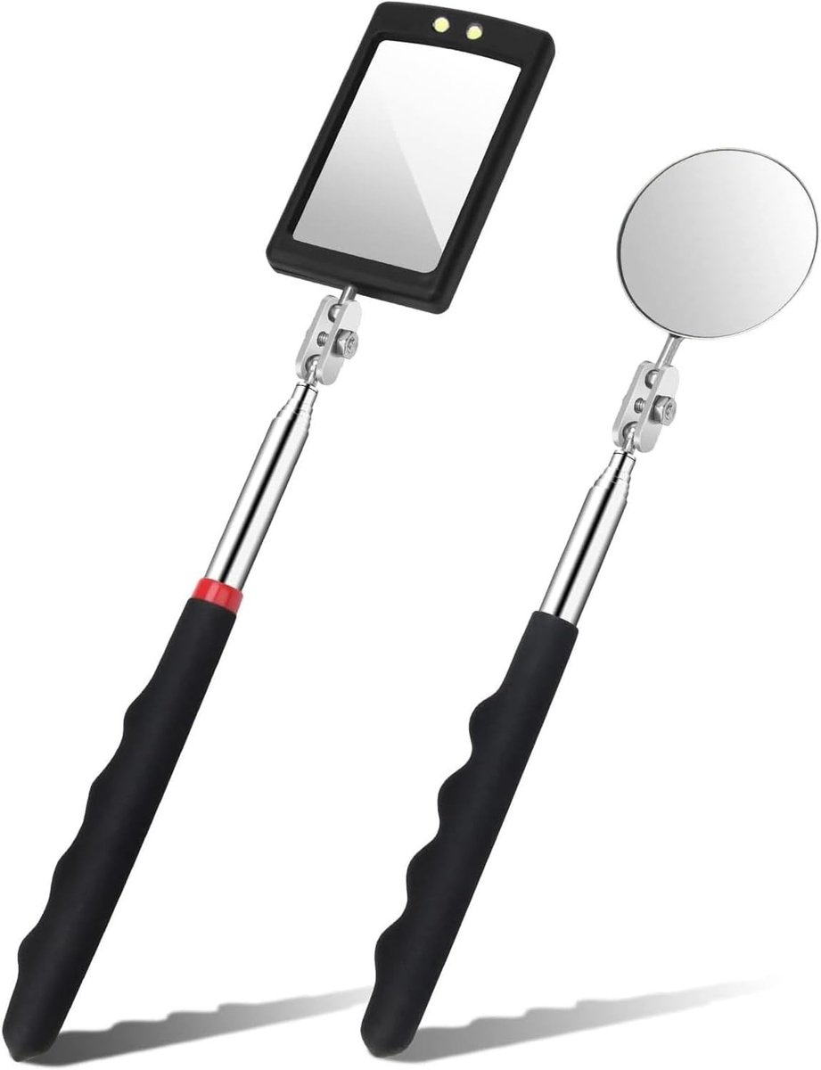 2 Stuks Verlichte Telescopische Inspect mirror met Flexibele LED Verlichting voor Auto en Tandartsgebruik, Handig voor Inspectie en Reparatie