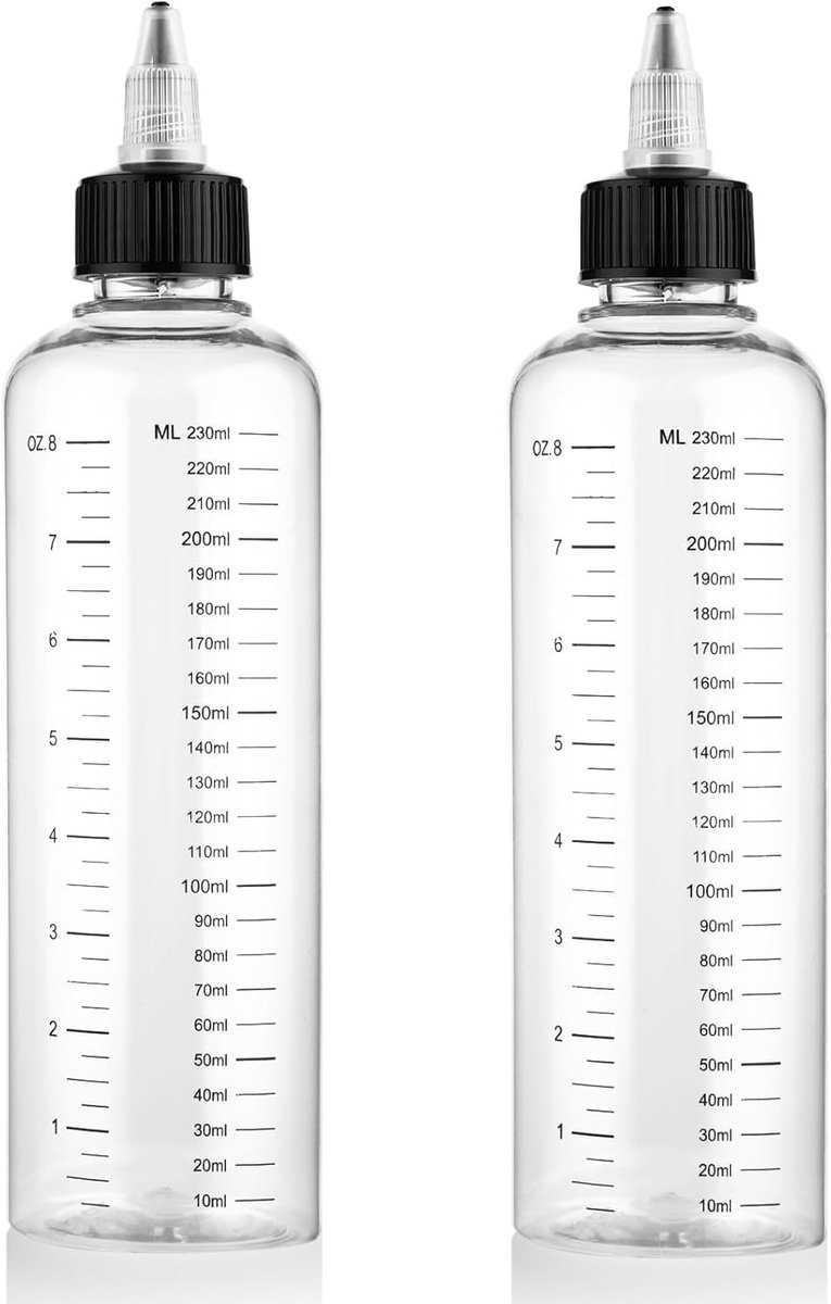 2 Stuks Haarapplicator Flessen met 22 Stuks Plastic Haarolie Applicator en Haarverf Squeeze Fles met Gegradueerde Schaal en Haarverf Borstel voor Precisie en Gemak