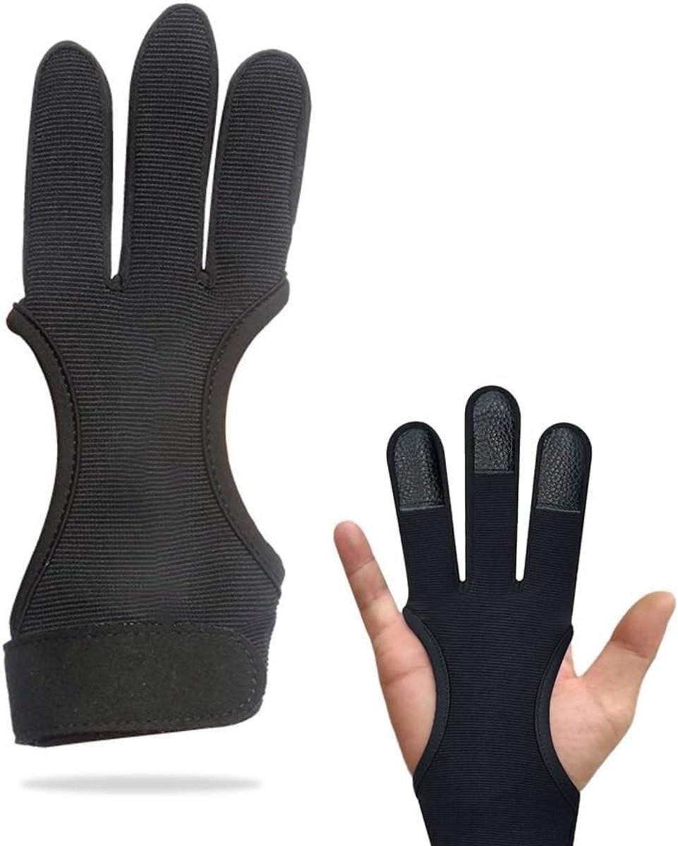 Traditionele Boogschiethandschoen voor Drie Vingers, Bescherming voor Boogschieten, Ideaal voor Beginners en Jagers