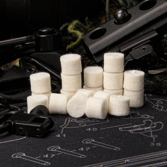 100 Stuks Viltpluggen voor Reinigen van Kaliber .22, .30, 9mm en 12GA Geweerloop - Effectieve Loopreiniging en Onderhoud — afbeelding 4