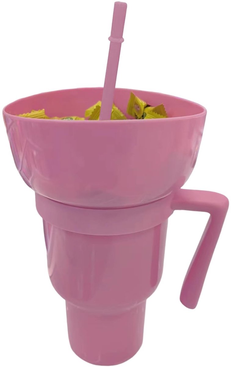 Snack en Drinkbeker 2-in-1 - Lekvrij - Roze