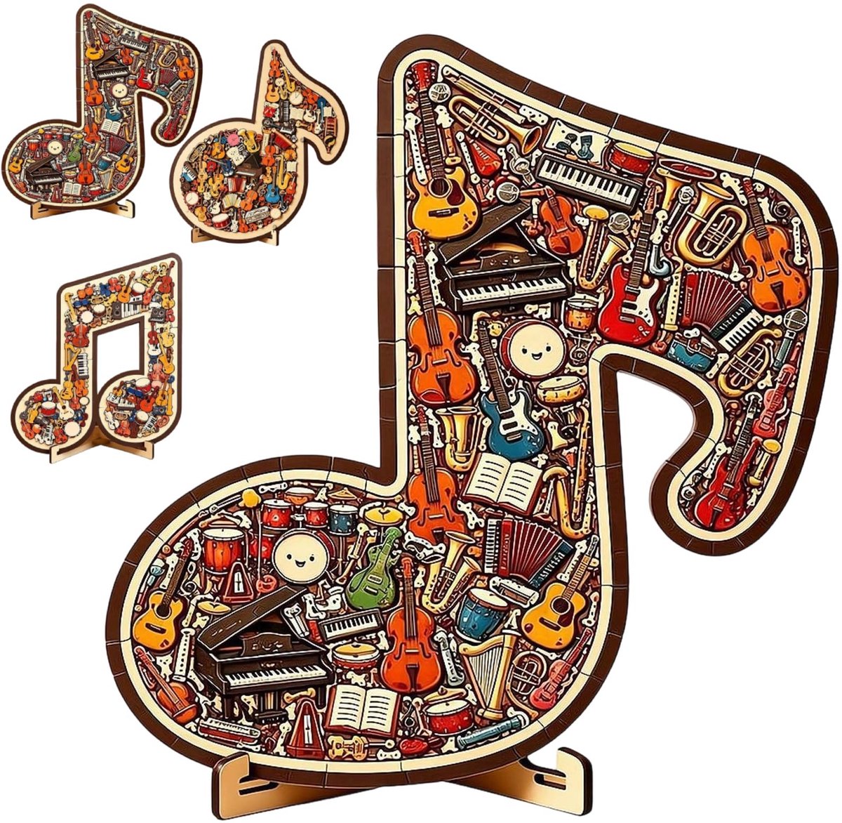 3D Houten Jigsaw Puzzle Ornament - Muzieknotenschema