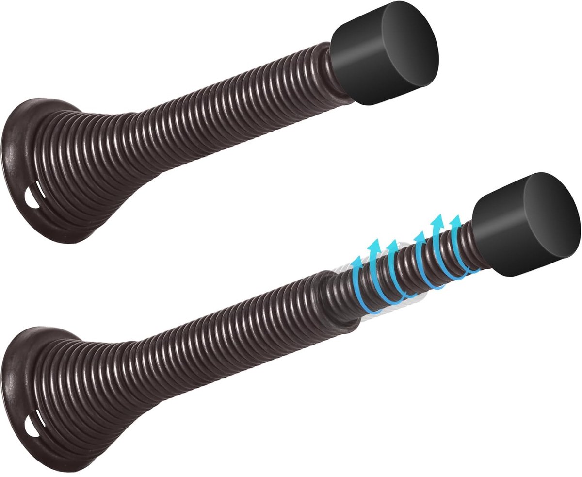 Set van 30 Telescopische Deurstoppers - Flexibele Rubber Bescherming - Olie Gewreven Brons