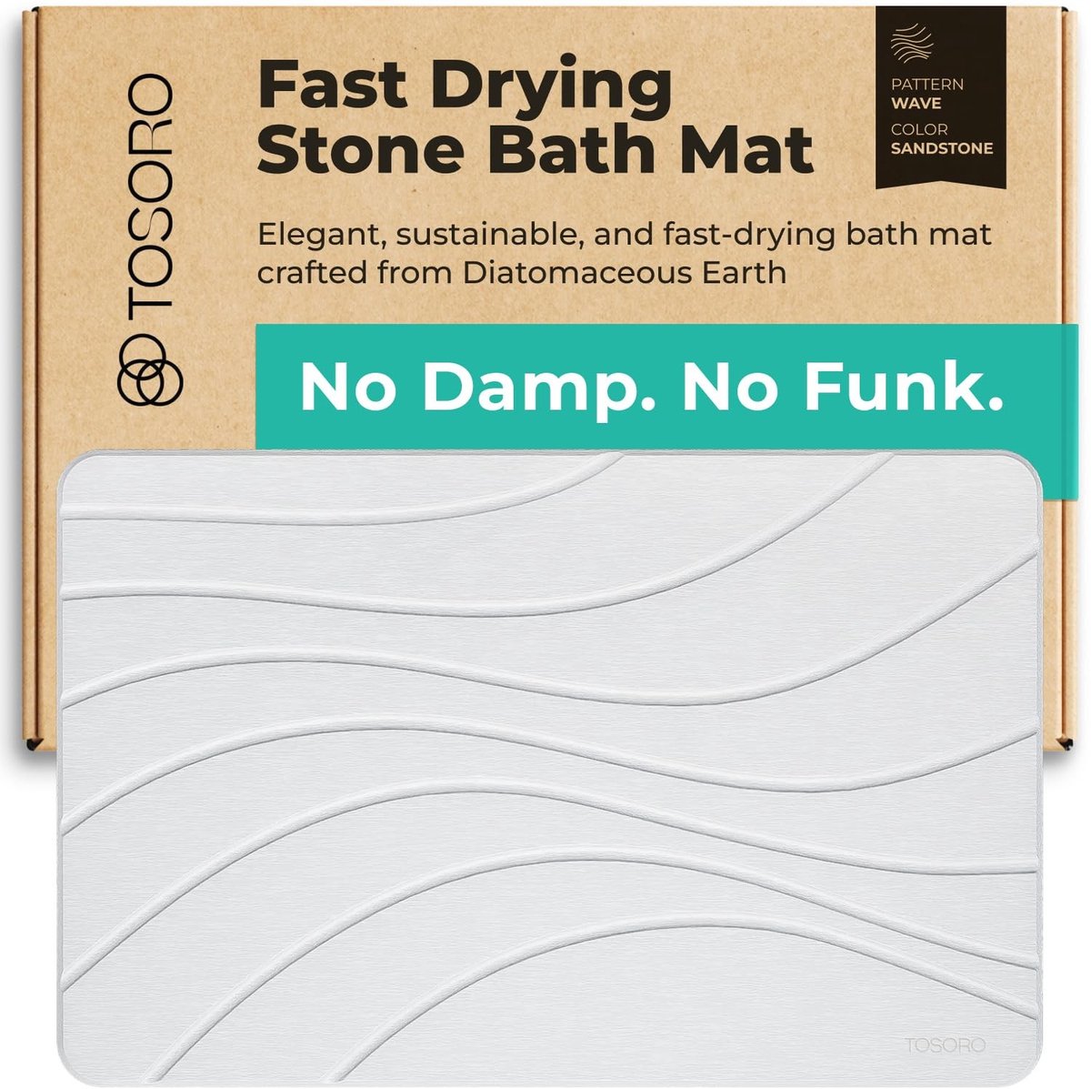 Stone Bath Mat - Diatomaceous Earth Badmat - 60 x 39 cm - Sandstone