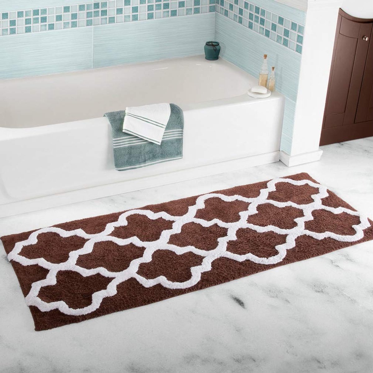 Microfiber Antislip Badmat - Geometrisch - 45x120 cm