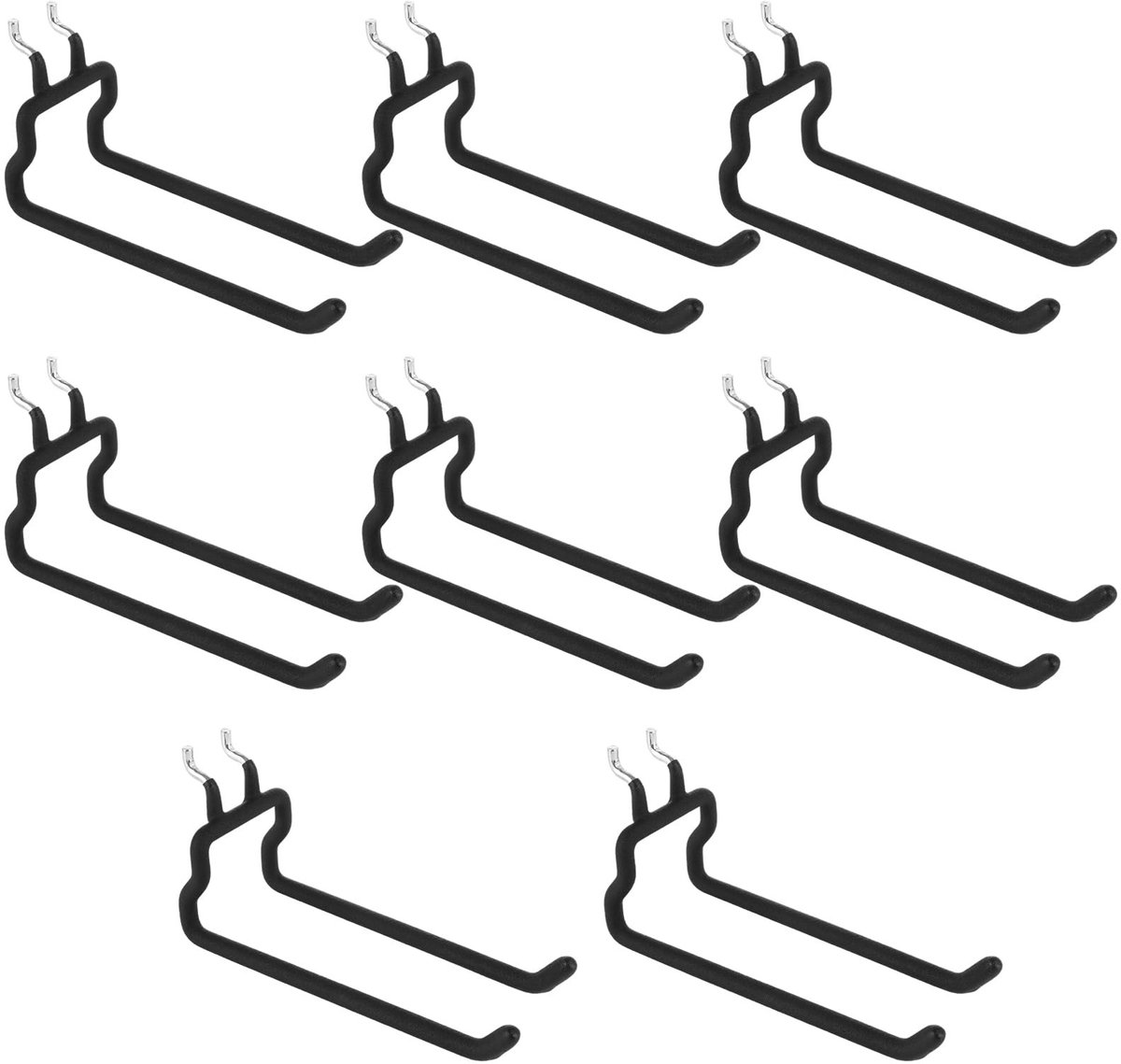 8-Pack Pegboard Haken - Zware Metalen Hangers voor 1/4" Pegboards - Zwart