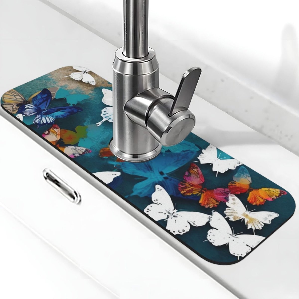 Aanrecht Splash Guard - Absorberende Kraan Mat - Zwart