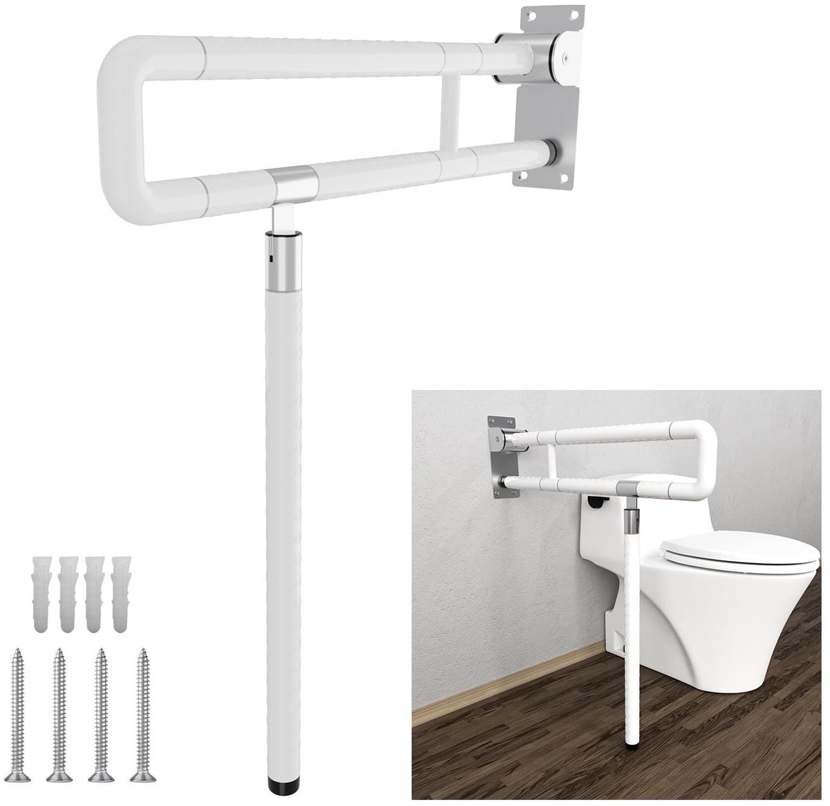 Wandsteun Handgreep - 60 cm - Wit - Set van 2