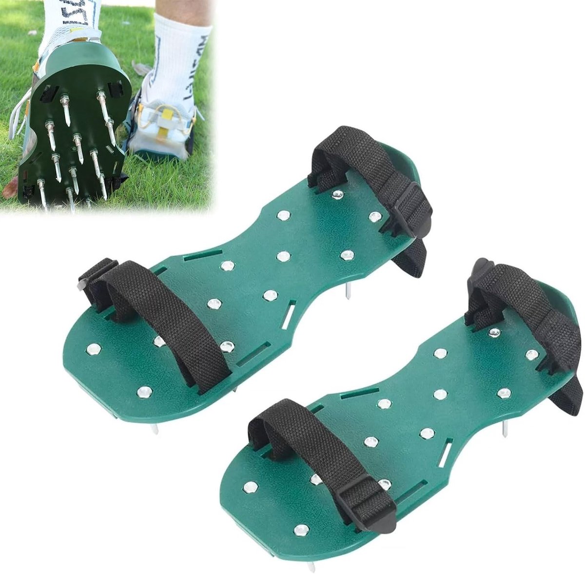 Professionele schoenen voor het aanbrengen van schraal gras, nagelzolen en luchtige bodemverzorging
