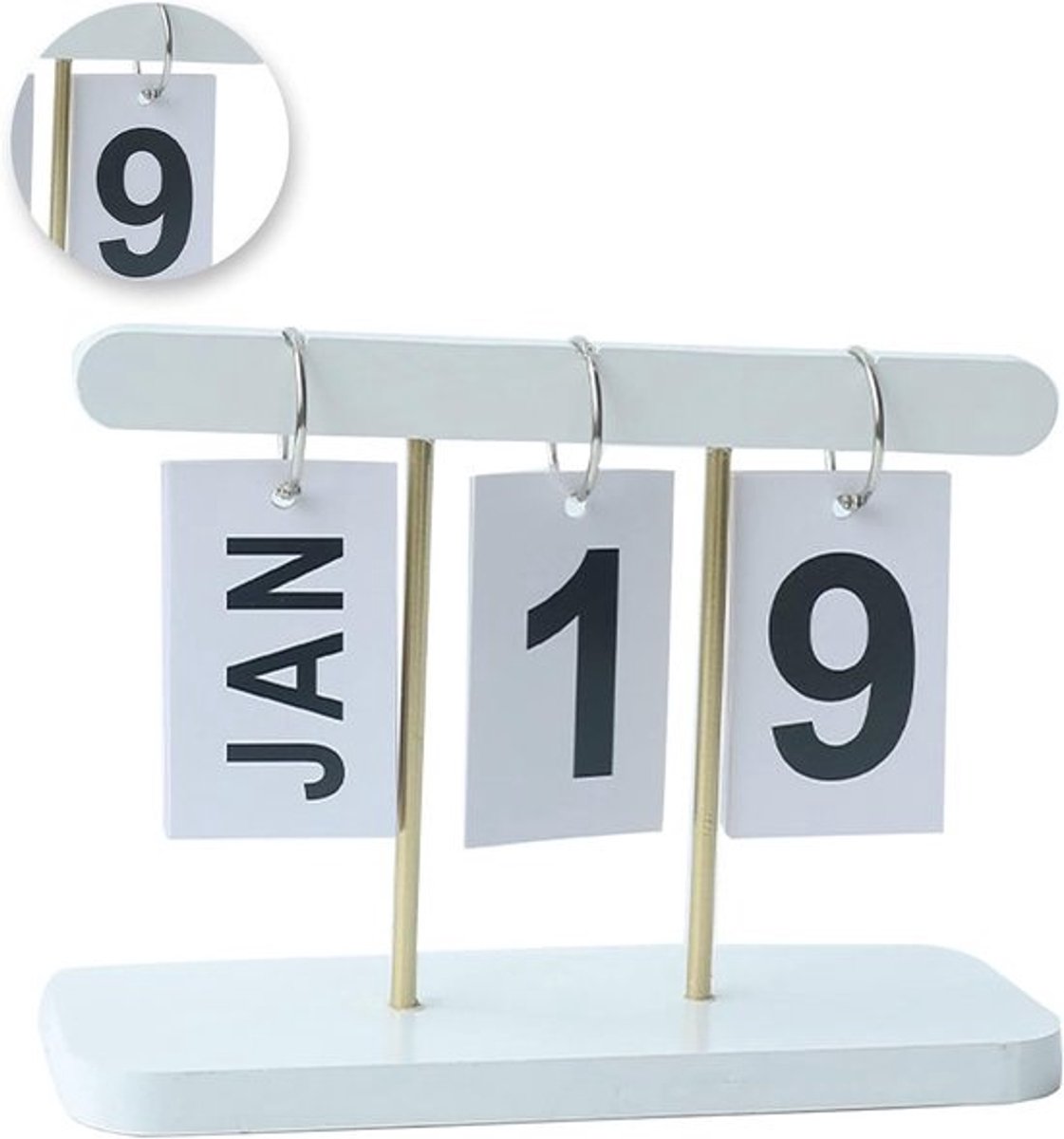 Houten Kalender - Bureau Kalender - Dagelijkse Planning - Duurzaam Houtmateriaal - 20x14cm - Wit