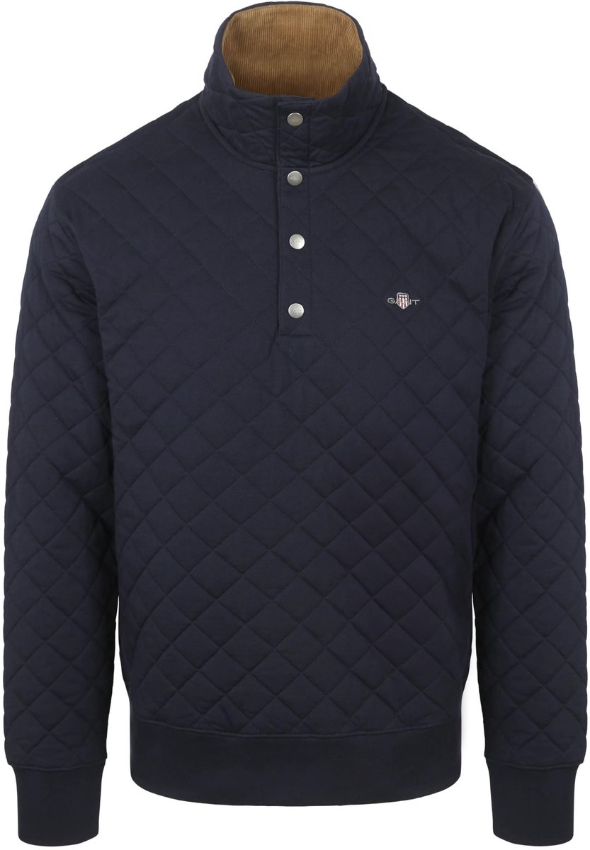 Geborduurde Sweatshirt met Kraag - Avondblauw