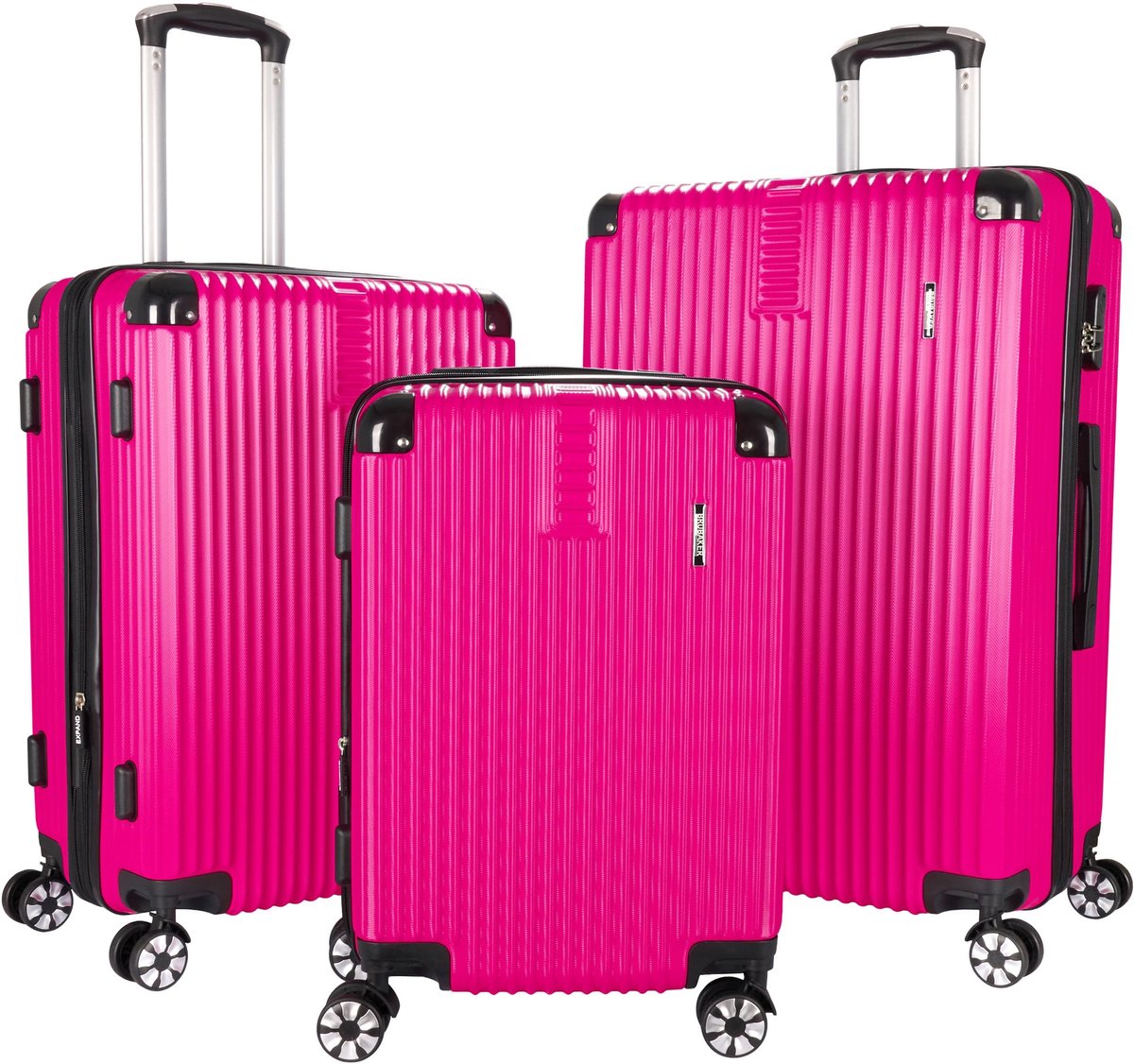 Koffer Set Londen - 3-delige Reisset met Handbagage - Roze