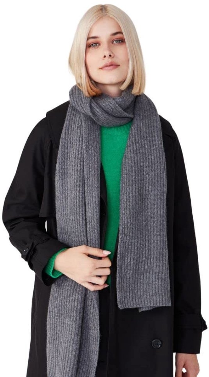 Damessjaal van 100% Kasjmier - Elegant en Zacht - Grijs Melange - One Size