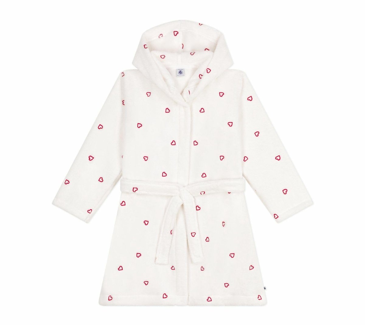 Badjas voor kinderen - Warm en comfortabel - Wit met harten - 100% katoen