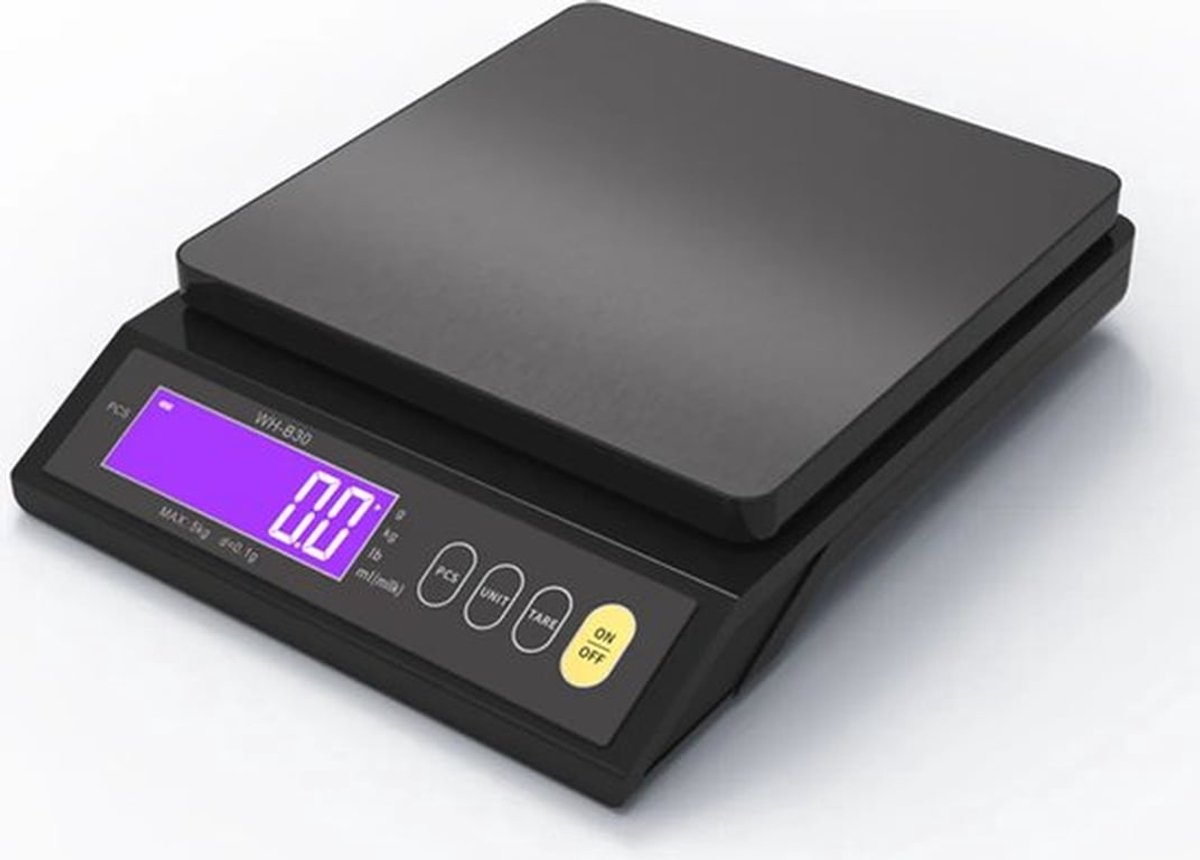 Keukenweegschaal met een nauwkeurigheid van 10 kg/0,1 g, zwart, LED-display, IP67 waterdicht, precisieweegschaal, huishoudweegschaal met tel-, tarra- en eenheidsomrekeningsfunctie.