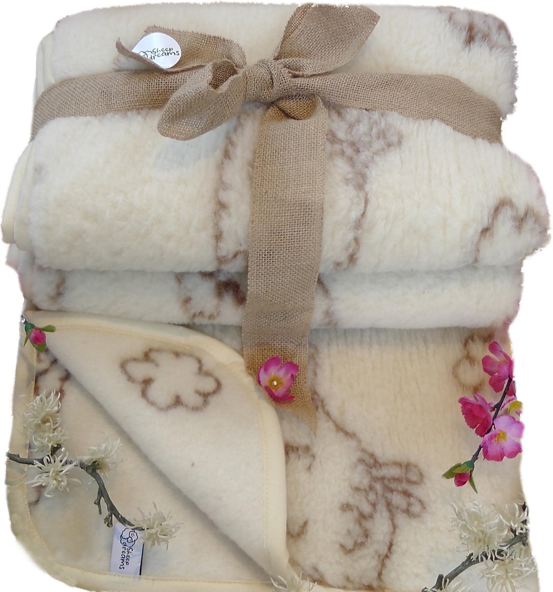 Merino Wol Plaid - 100 cm x 200 cm - Ecru