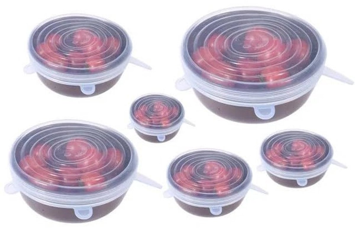 Siliconen Deksels Set - 6 Stuks Wit