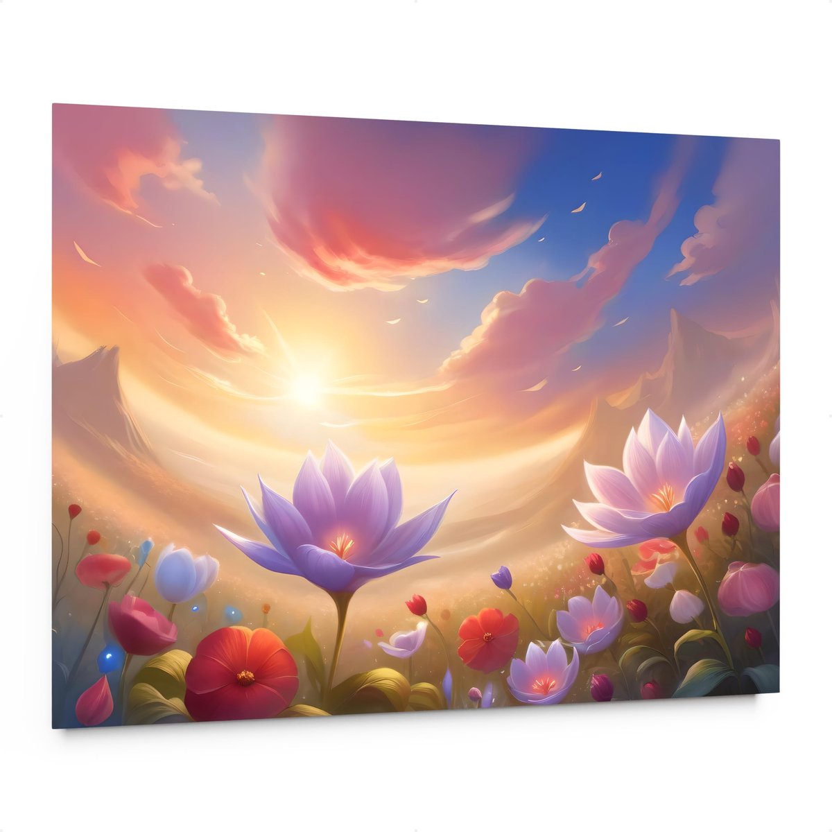 Schilderij met lotus bloemen - 25 x 20 cm