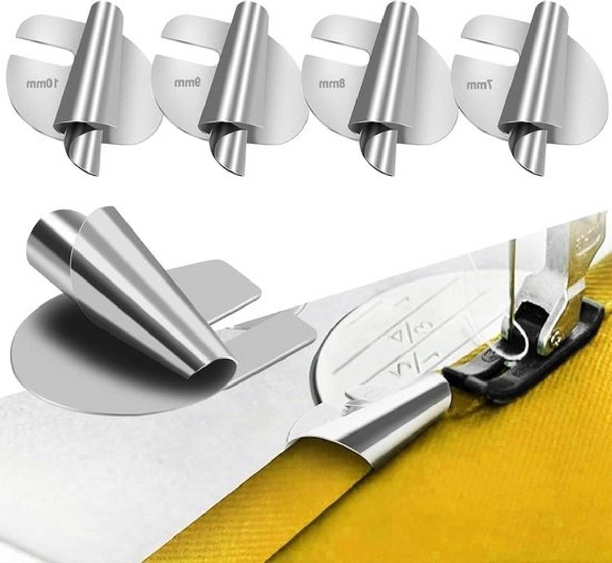 Naaizoomvoeten - Naai Gerolde Zoomvoet - Naaimachine-accessoires - Rolzoom Persvoet - Hemmer voet - naaimachinepersvoet - naai accessoires - met 8 maten - RVS Rolzoom Persvoet - voor thuisgebruik - 3-10 mm - zilver