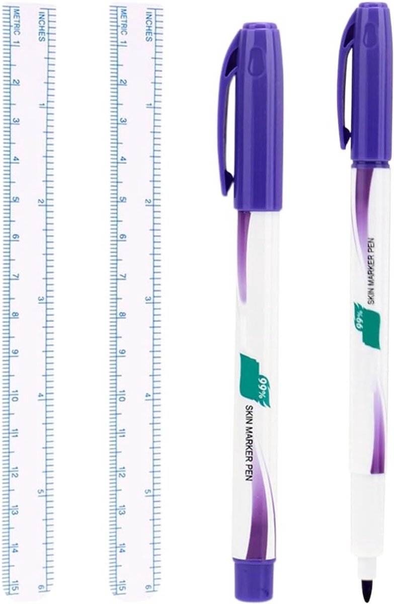 Dermografische markers voor permanente make-up en esthetische ingrepen, set van twee linialen voor nauwkeurige applicatie en perfecte resultaten.