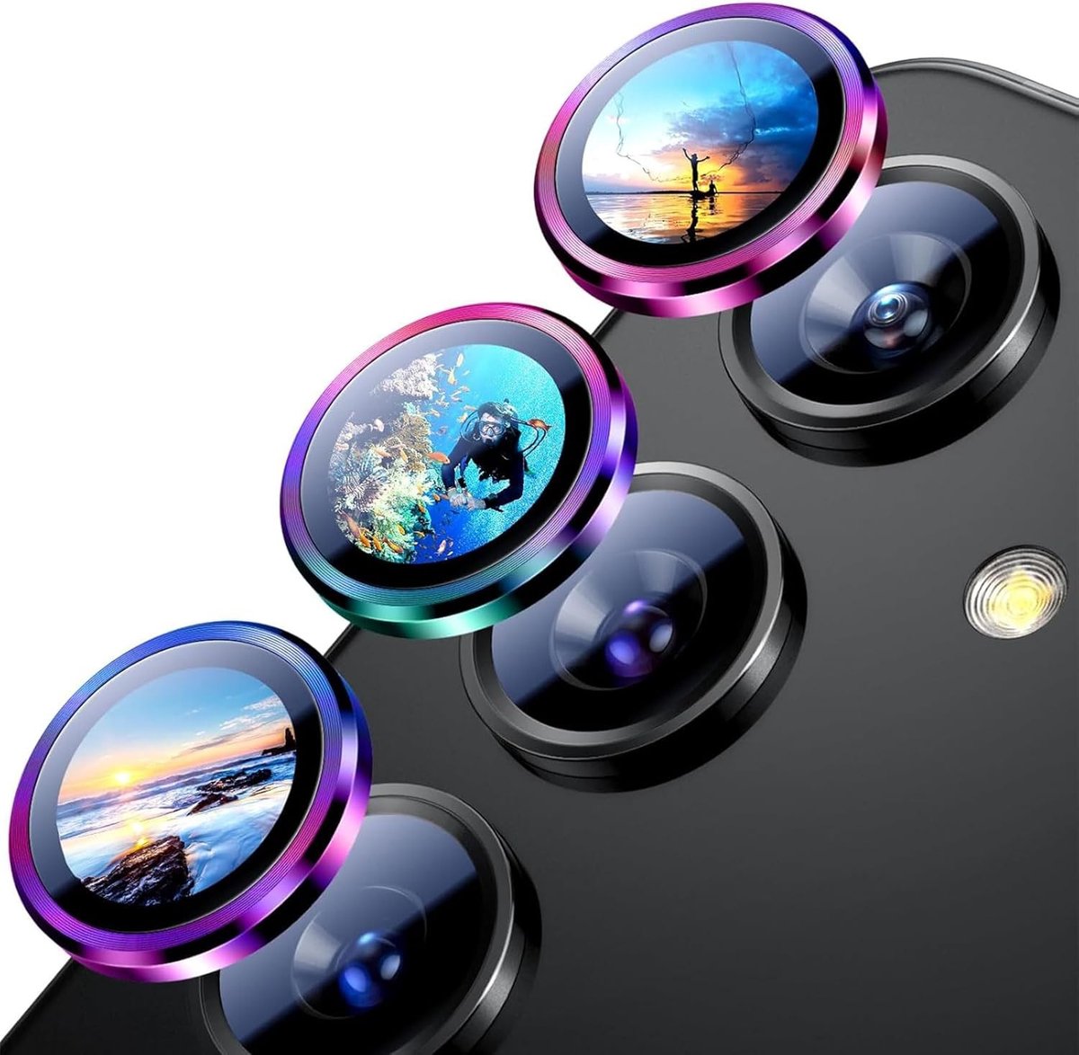 Camera Schermbescherming, Gehard Glas Beschermfolie, Krassenbestendig Accessoire, Premium Camera Bescherming met Kleurrijk Ontwerp voor Smartphones