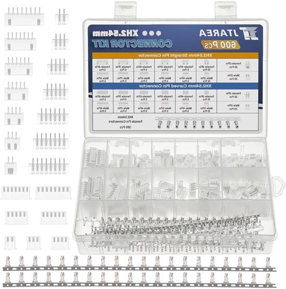 JST XH Stekkerkit - Connector Set Krimpaansluitingen - Elektronica Reparatie - 2.54 mm Stekker - 600 stuks - Wit